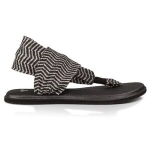 Sanuk Yoga Sling 2 Black & White Chevron Prints Thong Sandals Size 10
